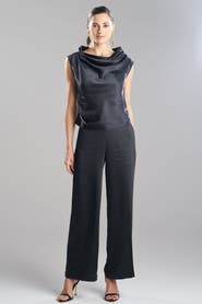 Natori Luxe Satin Drape Neck Top