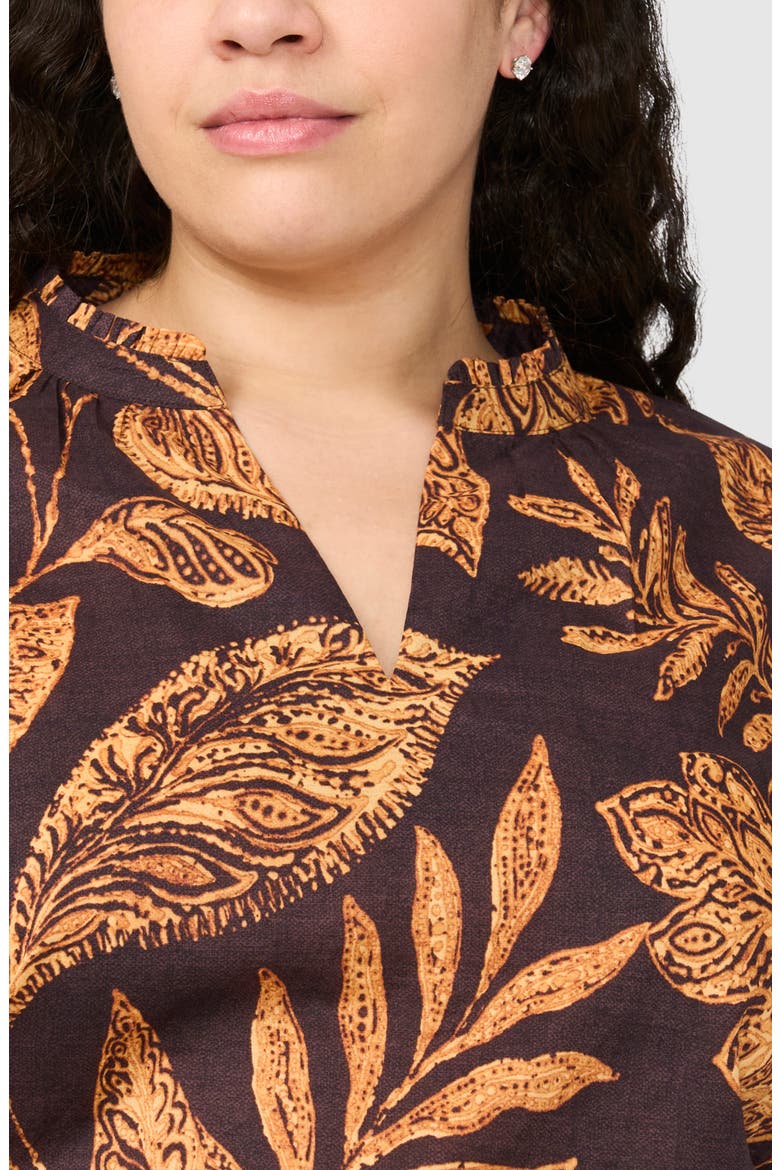 Print Puff Sleeve Top, Alternate, color, RUM RAISIN