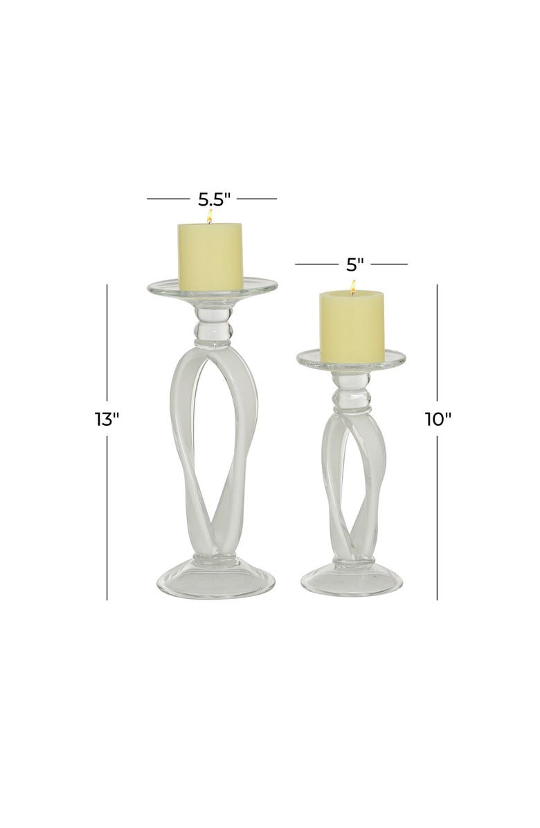 WILLOW ROW Abstract White Glass Candle Holder, 2-Piece Set, Alternate, color, 