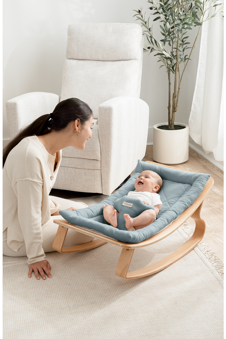 Wooden Baby Recliner for Ages 0-24 Months, Alternate, color, Pacific Blue