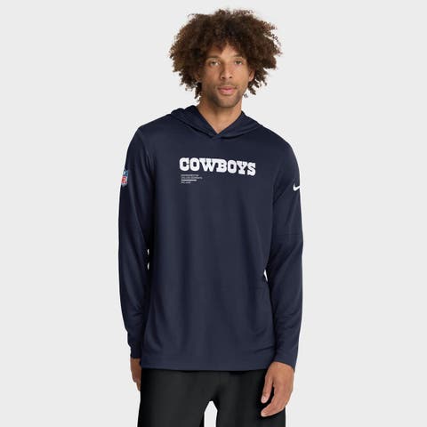 Men's Nike Navy Dallas Cowboys Sideline Pure Fury Performance Long Sleeve Hoodie T-Shirt