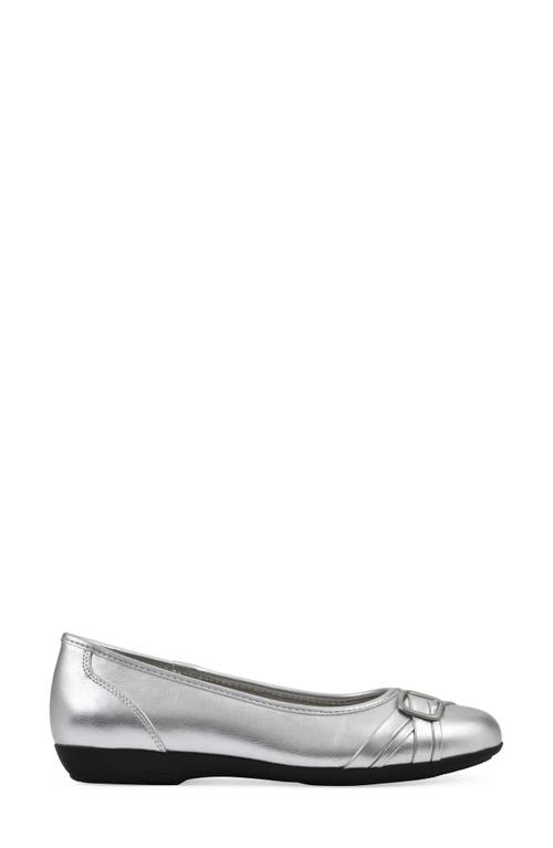 Cliffs By White Mountain Calming Buckle Strap Flat In Silver Metallic Smooth