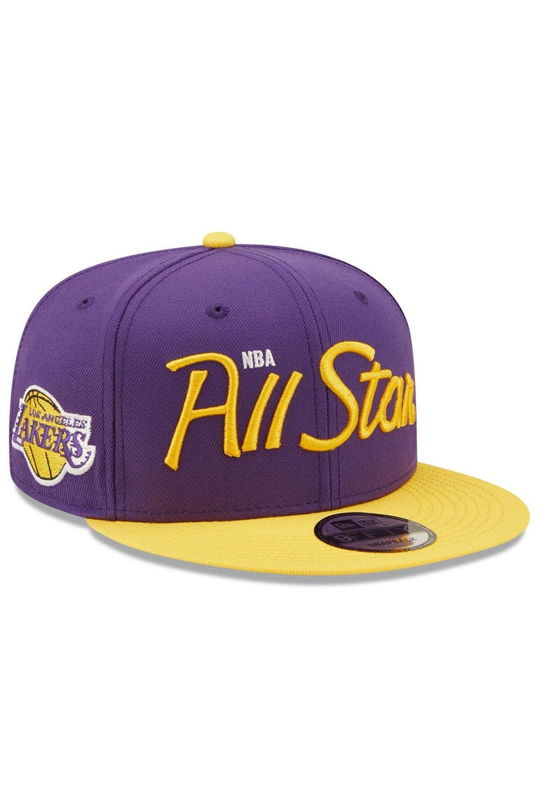 Men's New Era Purple Los Angeles Lakers 2022 NBA All-Star Game Script 9FIFTY Snapback Adjustable Hat, Alternate, color, Purple