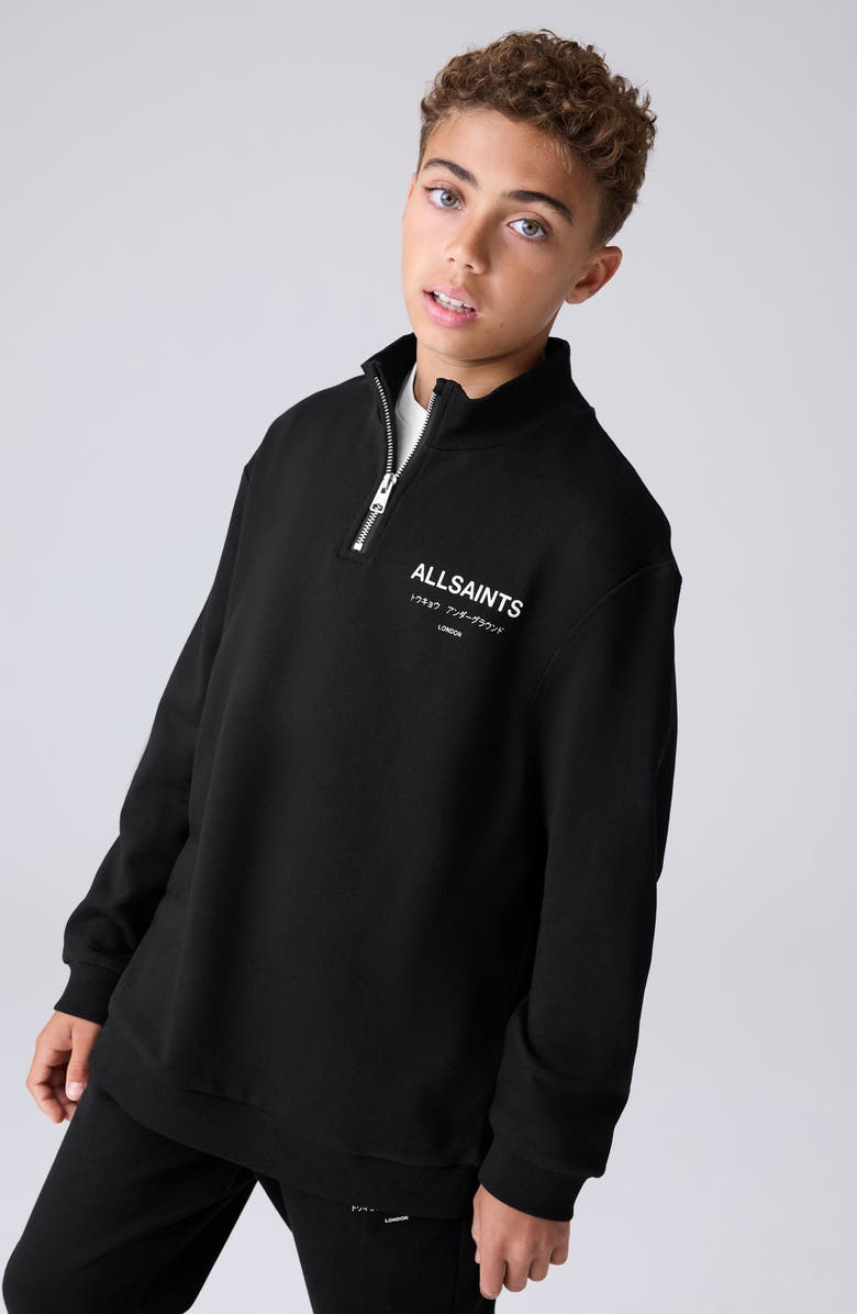 smALLSAINTS by ALLSAINTS Kids' Underground Oversize Half Zip Sweatshirt, Alternate, color, Black