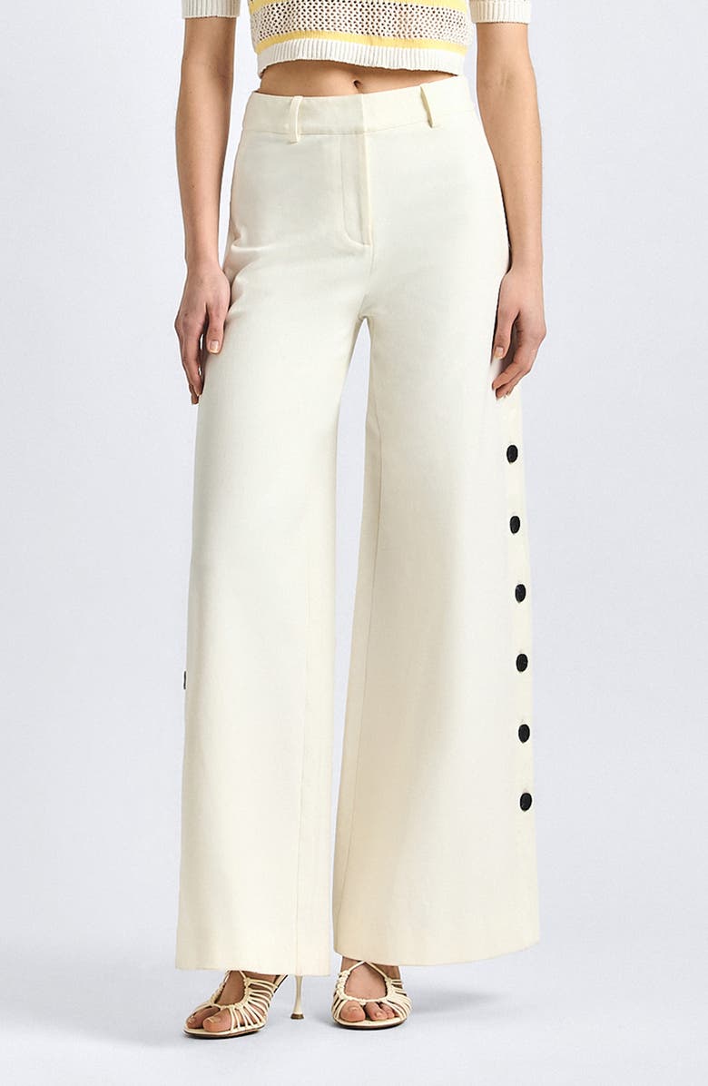 Derek Lam 10 Crosby Tova Button Wide Leg Pants, Main, color, Soft White