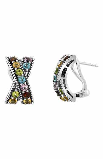 Sterling Silver Semiprecious Stone Stud Earrings