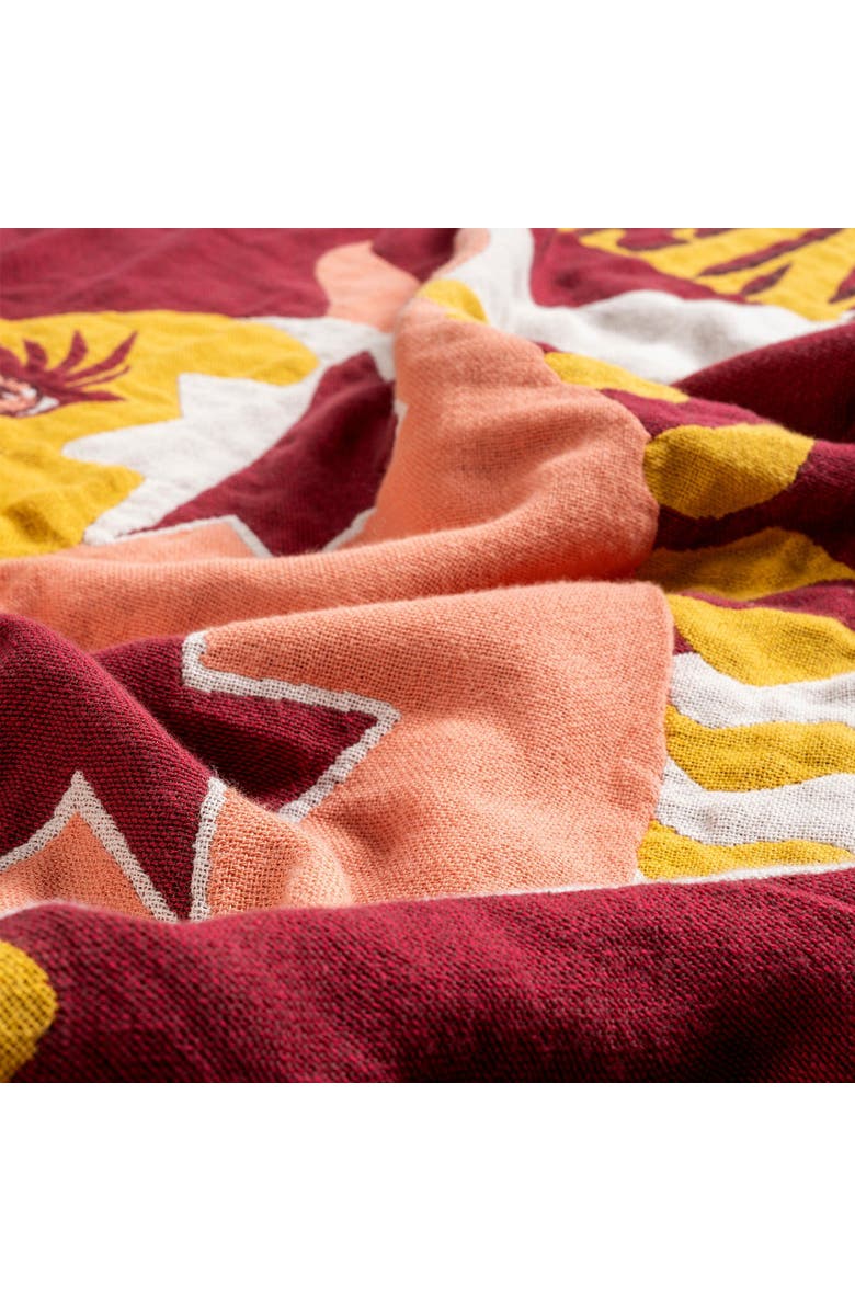 Zsa Zsa Zsu Novelas Fringed Jacquard 100% Cotton Throw Energy 54X71 In, Alternate, color, Burgundy