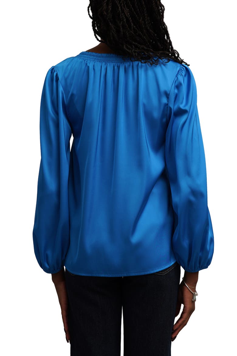 Tie Neck Balloon Sleeve Blouse, Alternate, color, COBALT