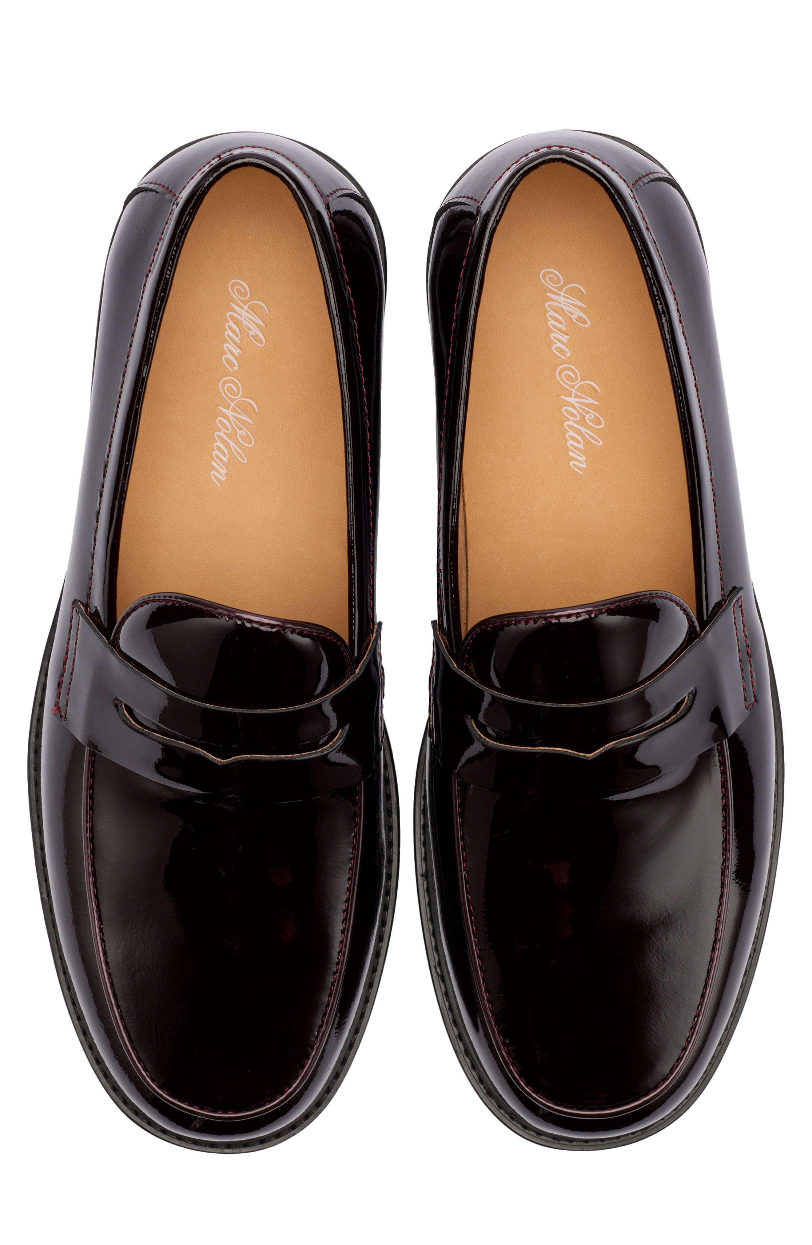 Calum Leather Penny Loafer, Alternate, color, BURGUNDY PATENT