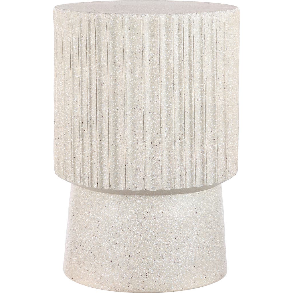 Jonathan Y Louisa 19" Modern Art Deco Tambour Accent Table, Gray Terrazzo Finish In Cream Terrazzo
