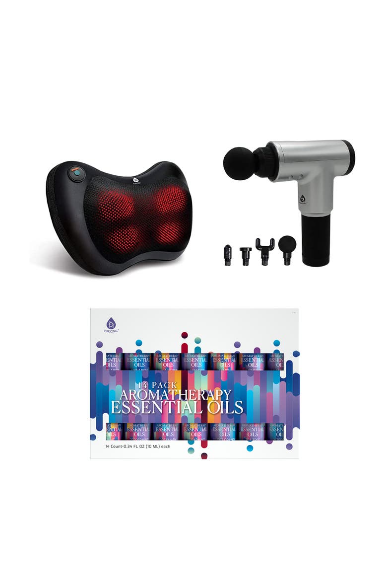 14 Oils, Shiatsu Massager & Massage Gun Set, Main, color, Multicolor
