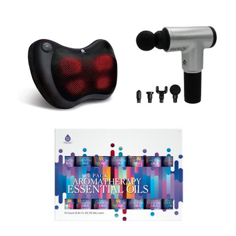 Ultimate Wellness Bundle 14 Essential Oils, Shiatsu Massager & Percussion Massage Gun