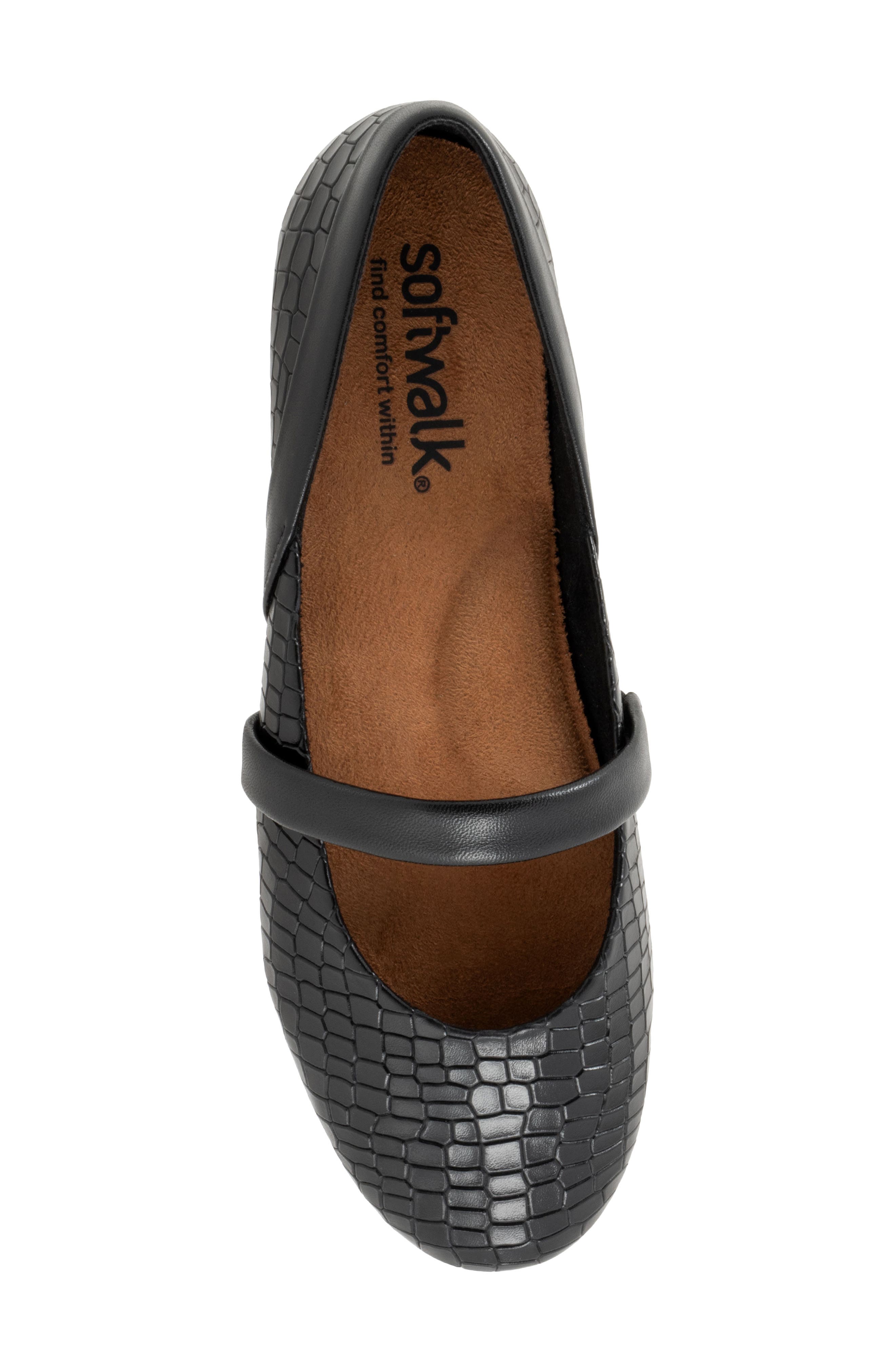 SoftWalk<sup>®</sup> Samara Mary Jane Flat, Alternate, color, Black Croco
