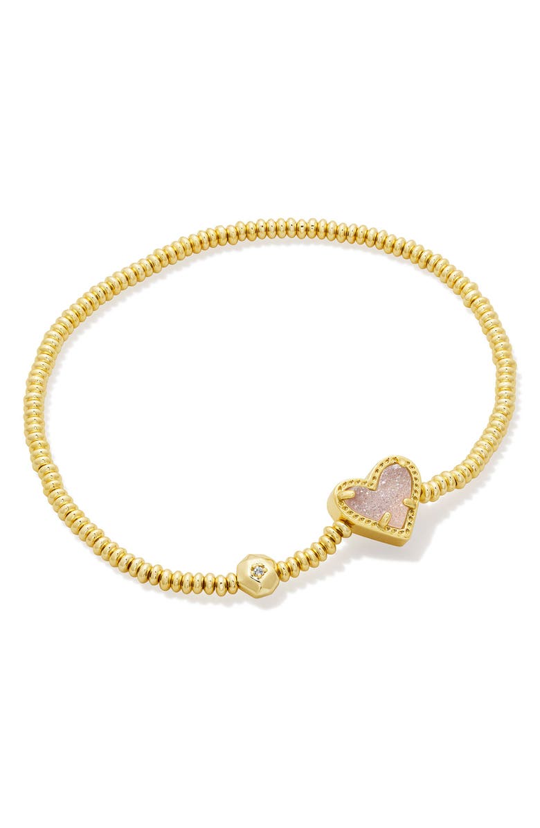 Kendra Scott Ari Heart Stretch Bracelet, Alternate, color, Gold Iridescent Drusy