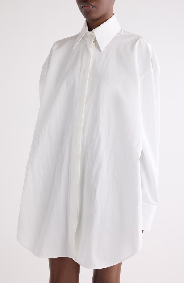 Givenchy High Low Tie Front Poplin Button-Up Shirt, Alternate, color, White