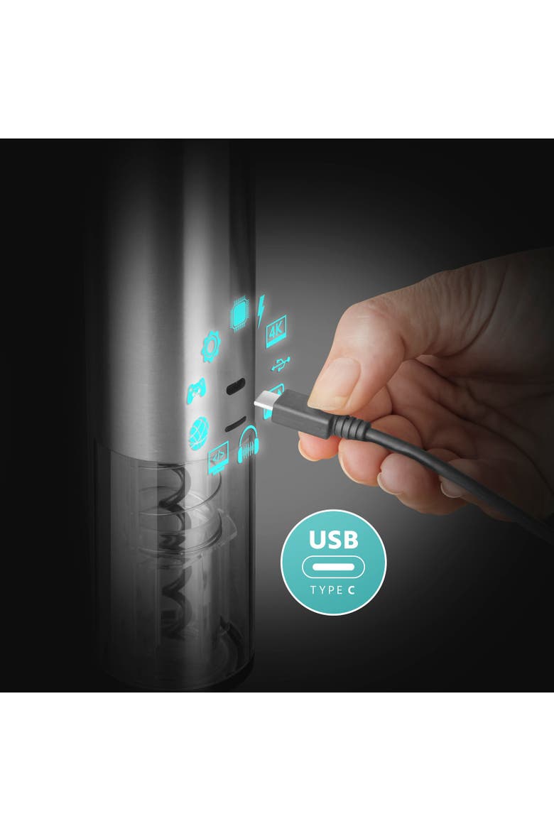 Lithium-Ion Electric Corkscrew, Alternate, color, Silver