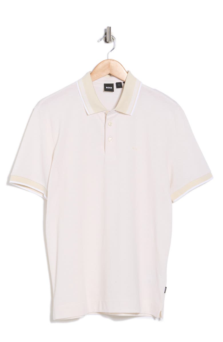 BOSS Prout Tipped Cotton Piqué Polo, Alternate, color, Open White