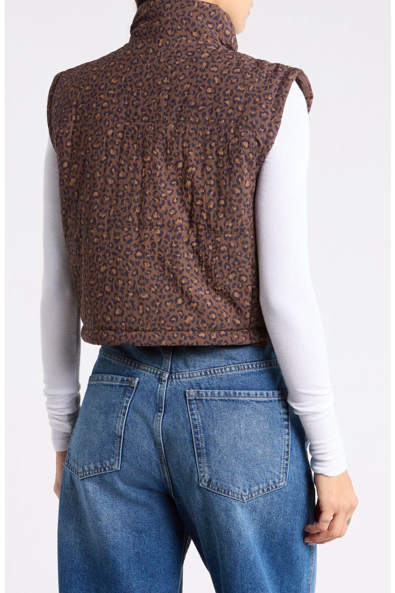 Camo Crop Puffer Vest, Alternate, color, BROWN LEOPARD