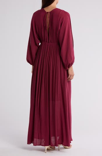 V-Neck Long Sleeve Maxi Dress