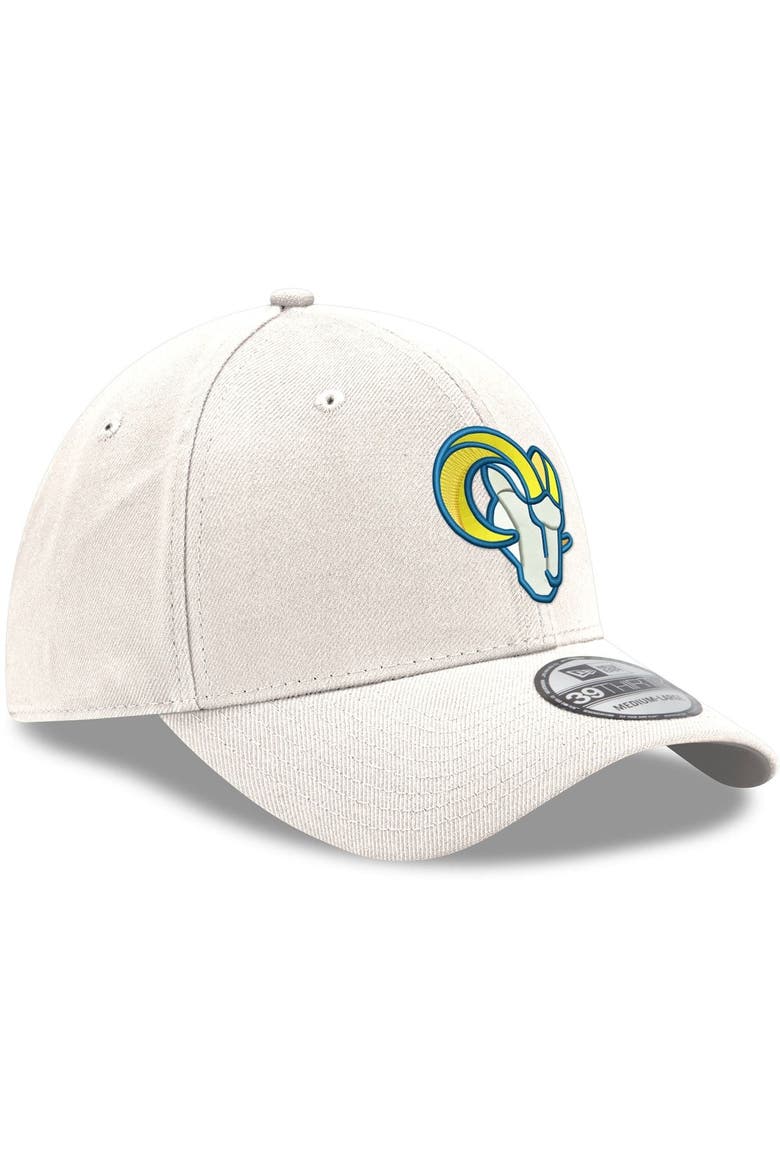 Men's New Era White Los Angeles Rams Ram Head Iced II 39THIRTY Flex Hat, Alternate, color, White