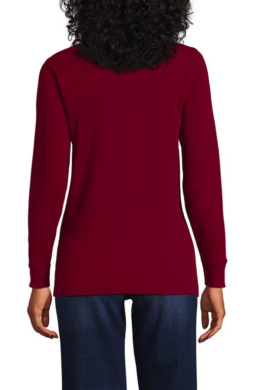 Lands' End Relaxed Cotton Long Sleeve Mock Turtleneck In Burgundy