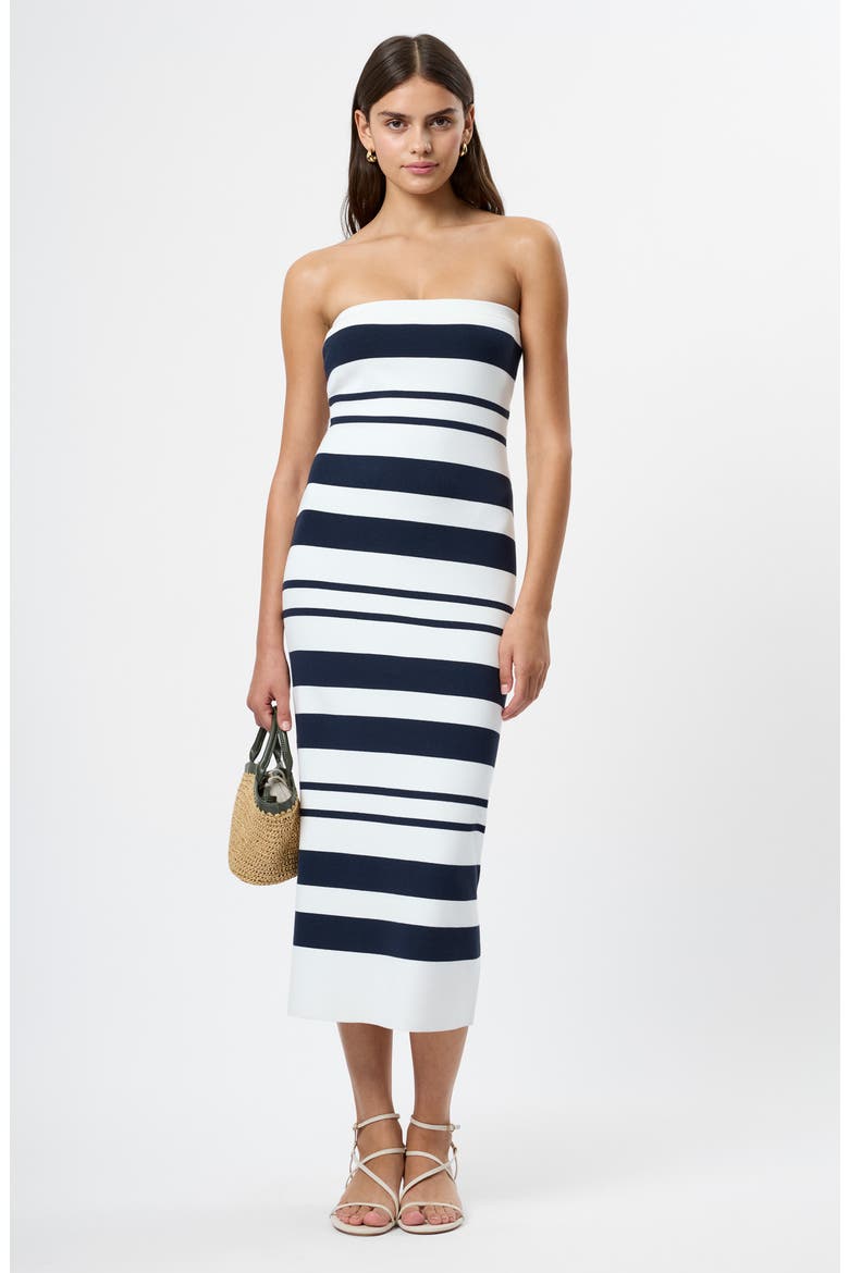 Maxime Stripe Strapless Midi Dress, Alternate, color, SUMMERWHITE-MARINE
