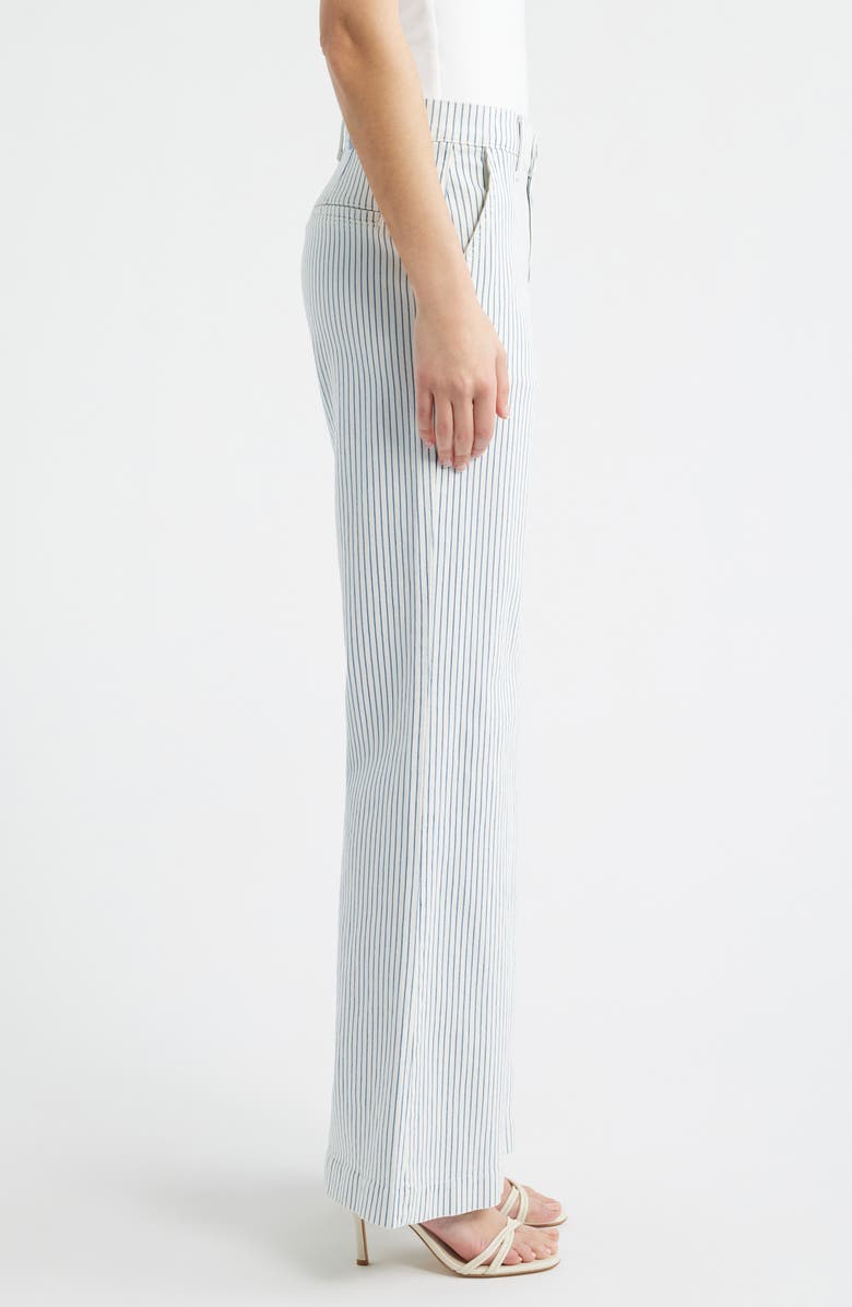 KOBI HALPERIN Keren High Waist Stripe Wide Leg Stretch Cotton Pants, Alternate, color, Ivory Multi