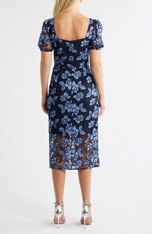 Sam Edelman Denim Embroidery Midi Dress In Blue