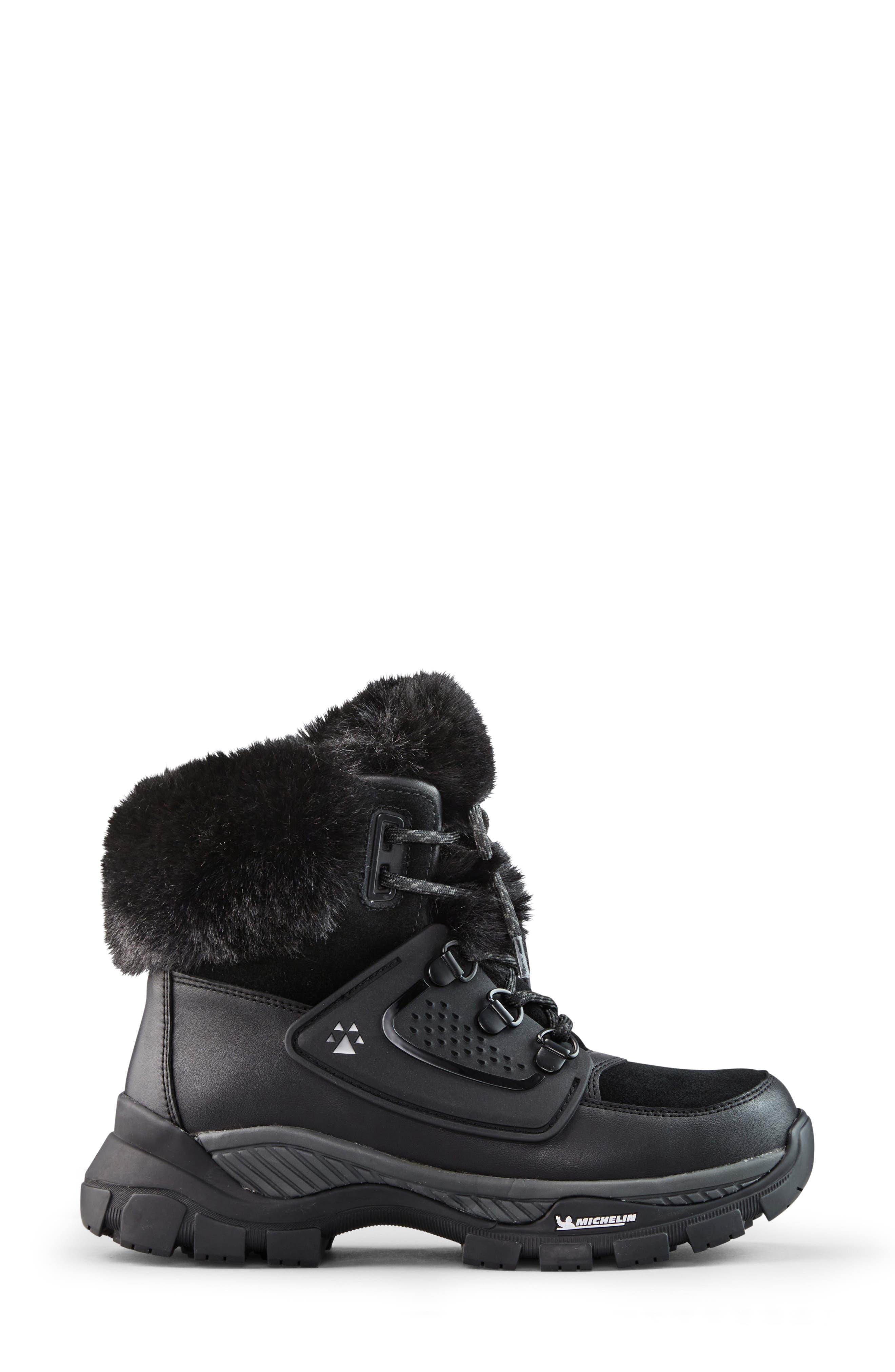 Cougar Union Faux Fur Cuff Lace-Up Boot, Alternate, color, 