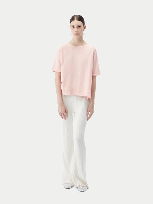 Gobi Mongolian Cashmere Box-cut Cotton Silk Cashmere Blend T-shirt In Primrose Pink