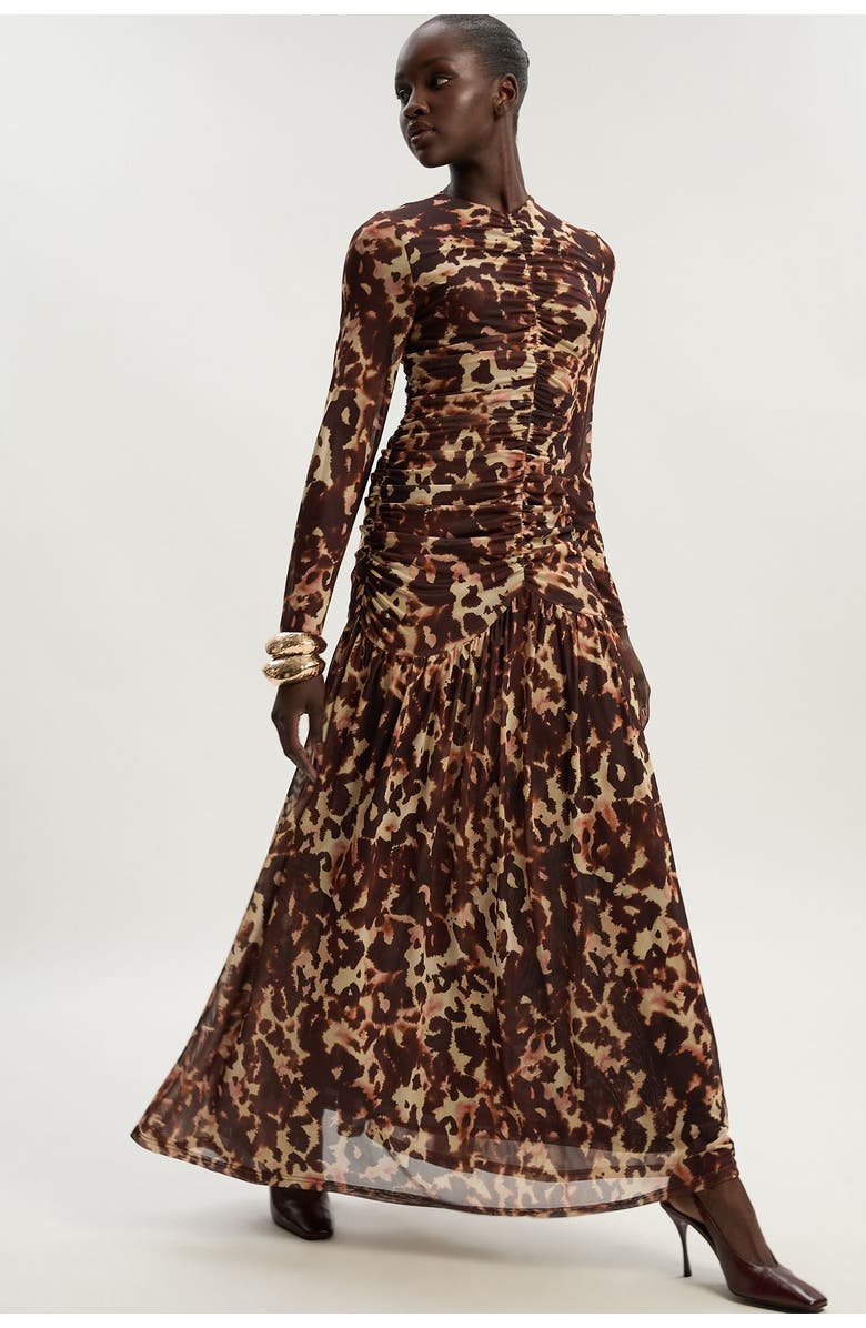 Karen Millen Sculpted Ruched Maxi Dress, Main, color, Multi