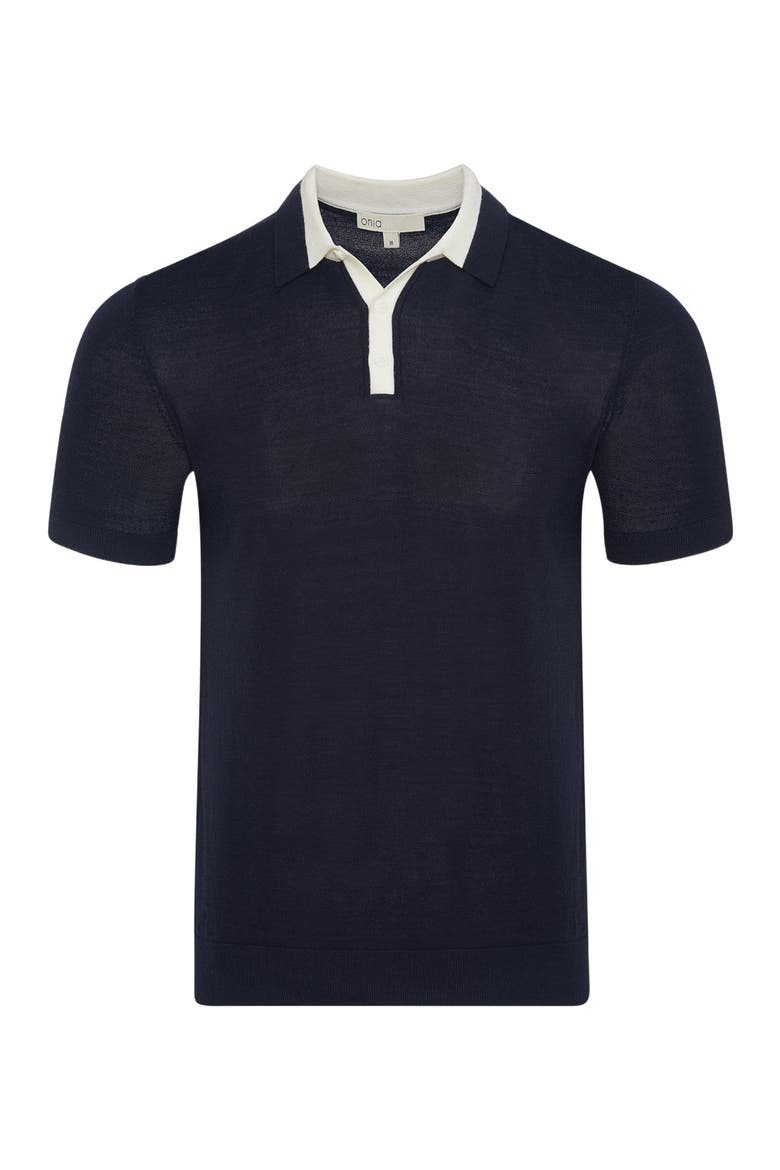 Extra Fine Merino Wool Polo, Alternate, color, MIDNIGHT/WHITE