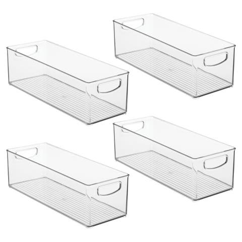 Plastic Stackable Pantry Bin with Handles, Set of 4, Clear, Made in USA