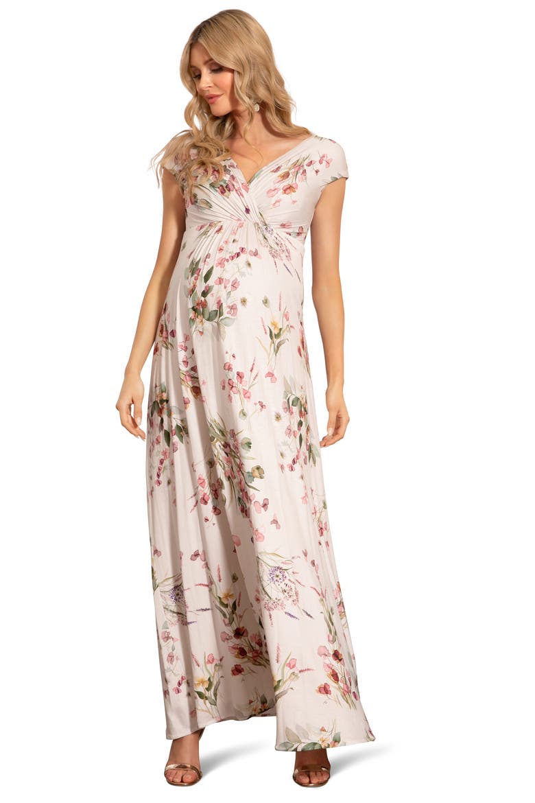 Francesca Floral Maternity Gown, Alternate, color, PETAL PINK FLORAL