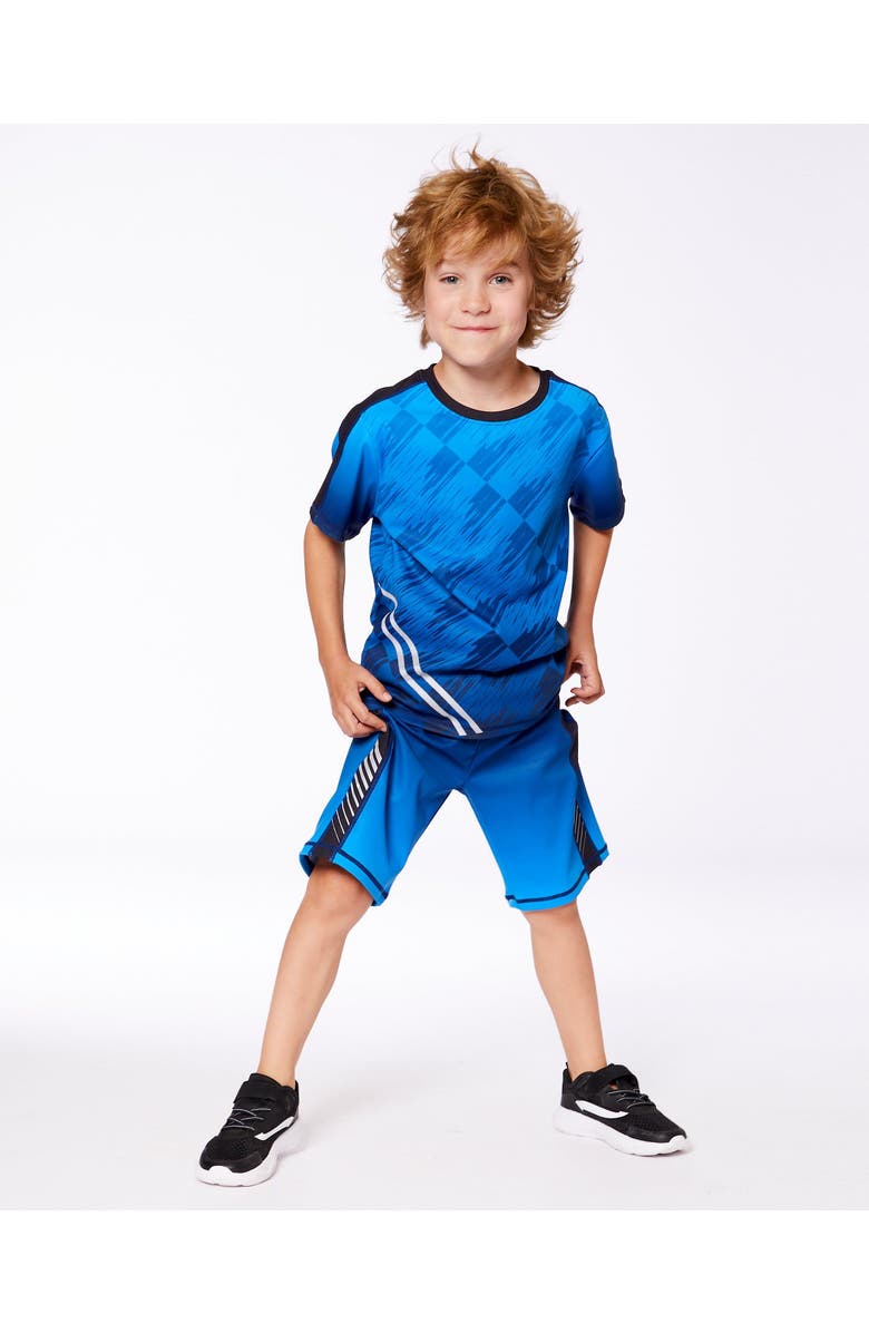 Deux par Deux Little Boy's Printed Athletic Top Blue And Black, Alternate, color, Blue And Black