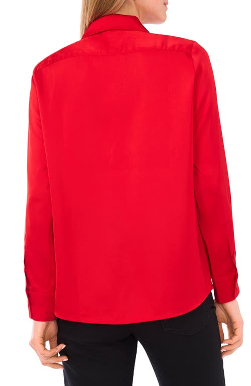 Vince Camuto Satin Long Sleeve Button-up Shirt In Red