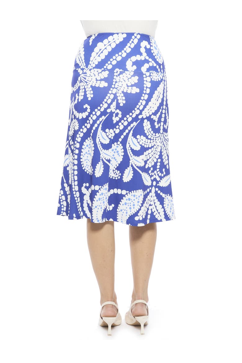 Womens Paisley Elastic Waist Knee Length A-Line Skirt, Alternate, color, Blue Multi