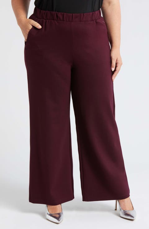 Stephanie Wide Leg Ponte Pants (Plus)
