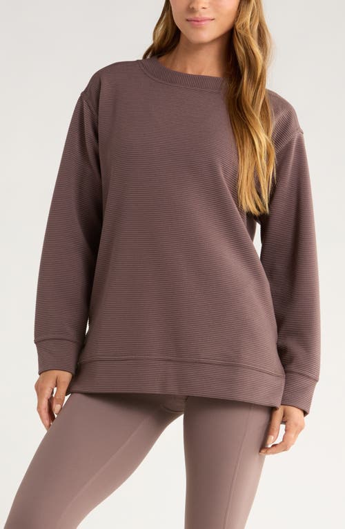 Zella Kick Back Ottoman Knit Sweatshirt In Brown