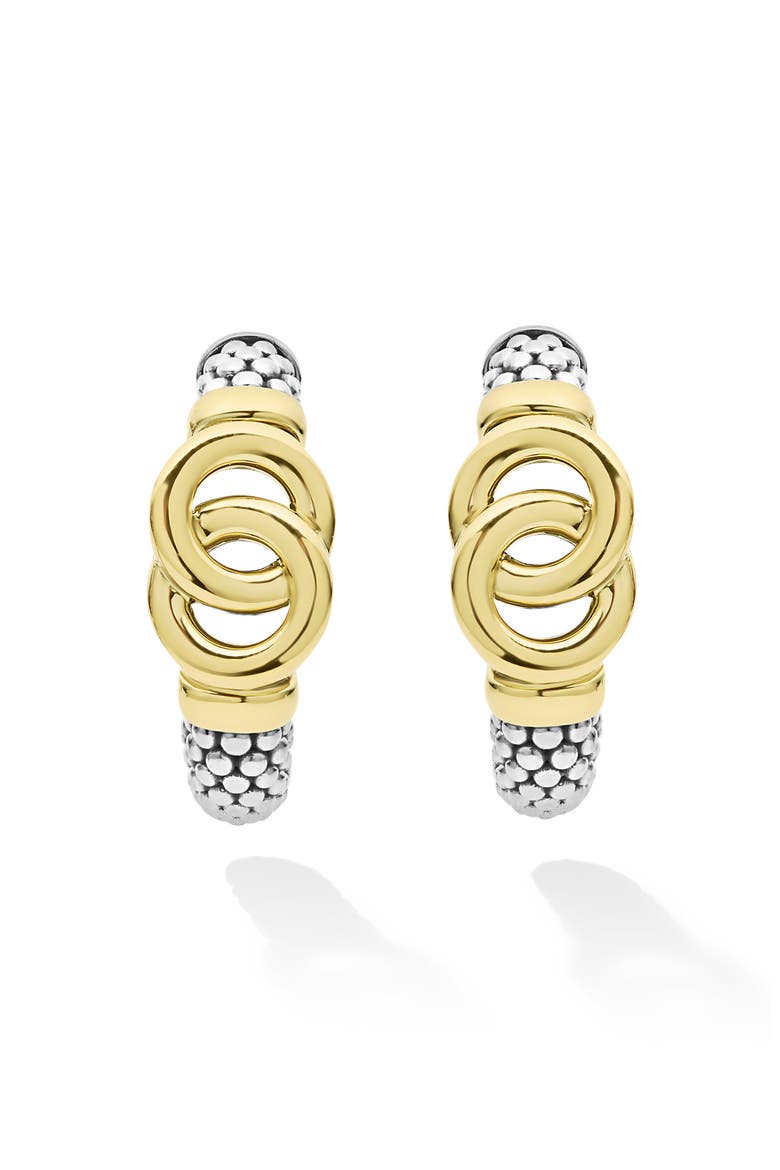 Signature Caviar Interlocking Circle Hoop Earrings, Alternate, color, TWO-TONE