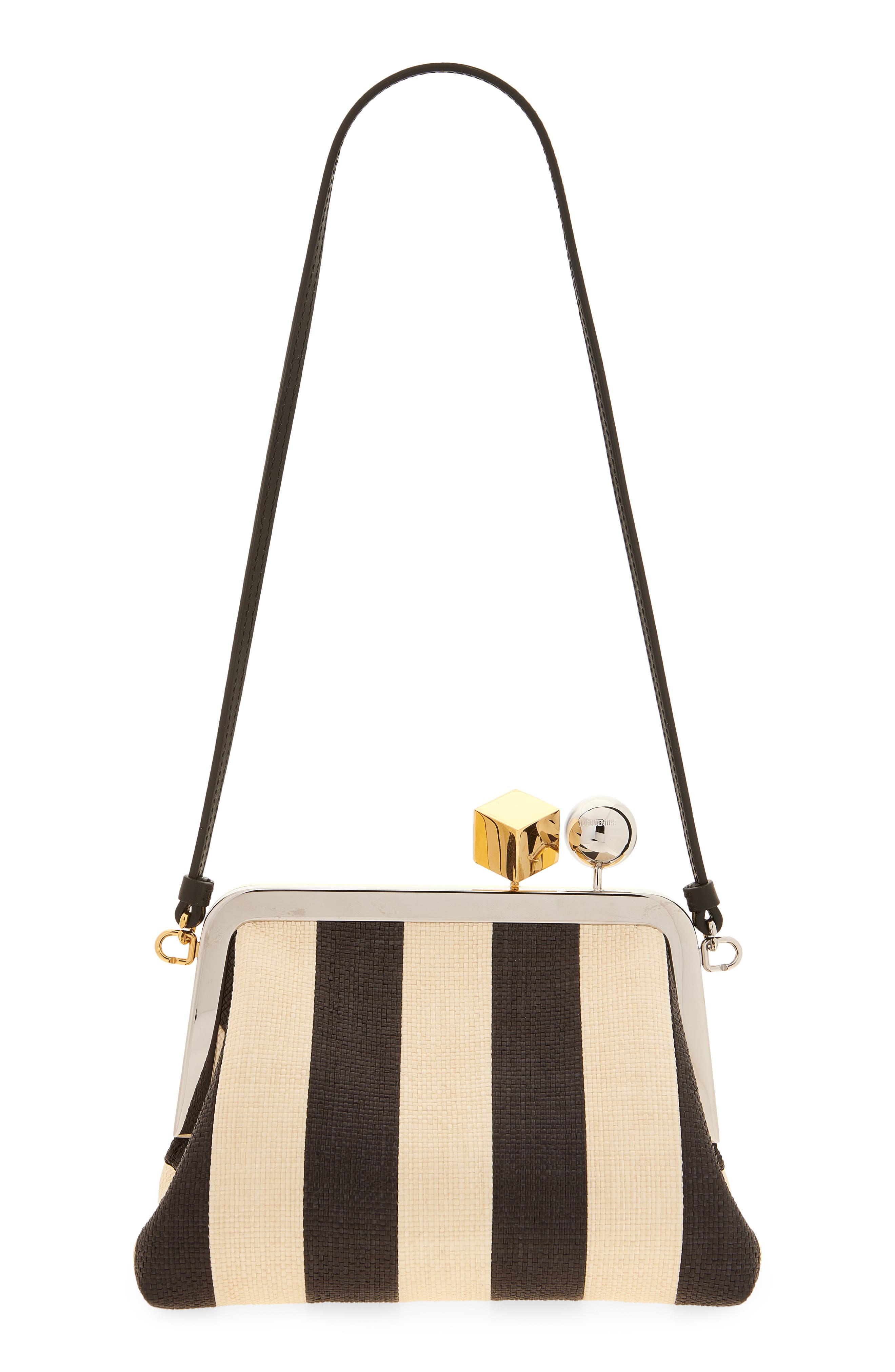 Jacquemus Le Berlingot Stripe Frame Shoulder Bag, Alternate, color, Natural / Black 1Fy