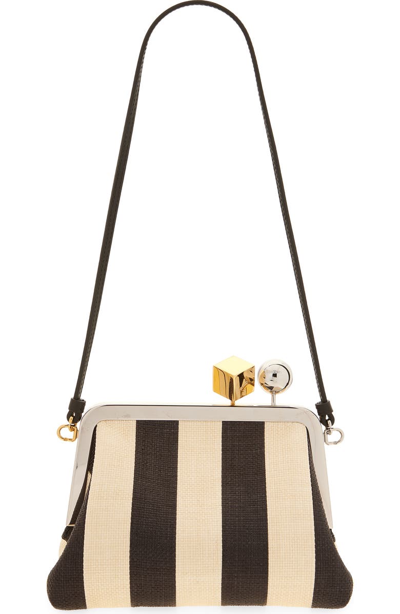 Jacquemus Le Berlingot Stripe Frame Shoulder Bag, Alternate, color, Natural / Black 1Fy