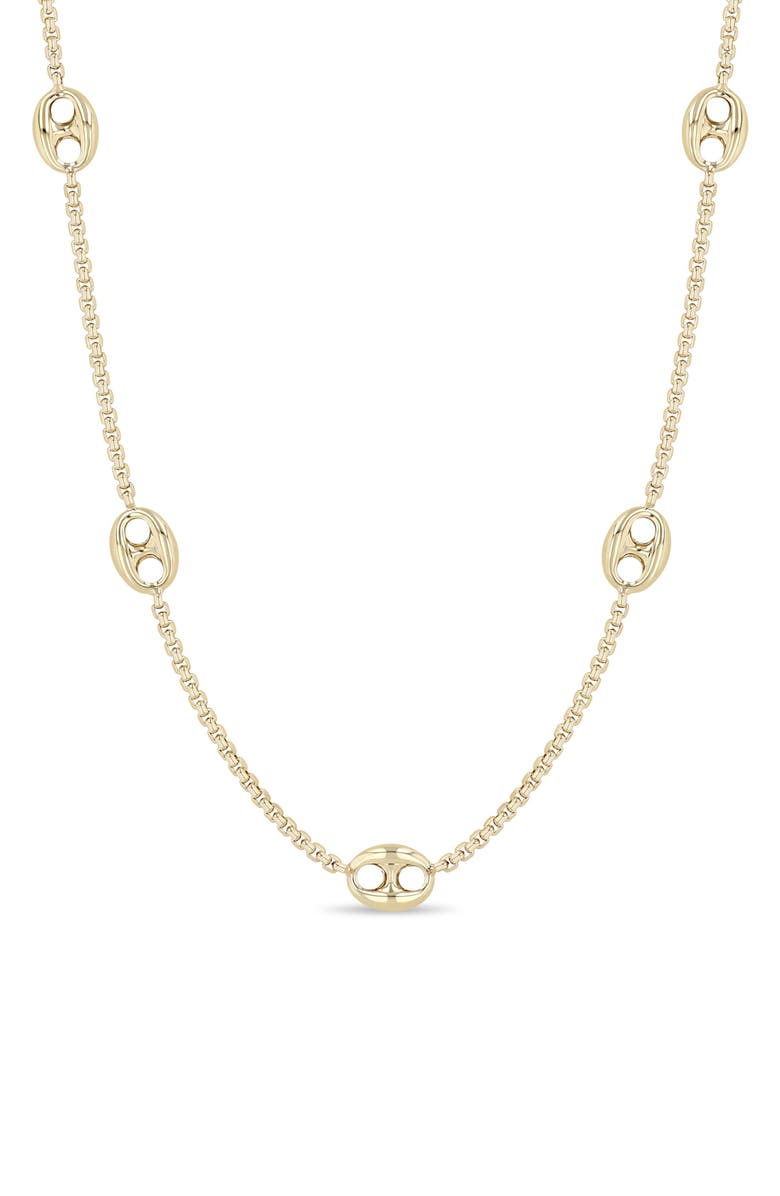 Zoë Chicco 14K Gold Mariner Station Necklace, Main, color, 14K Yellow Gold