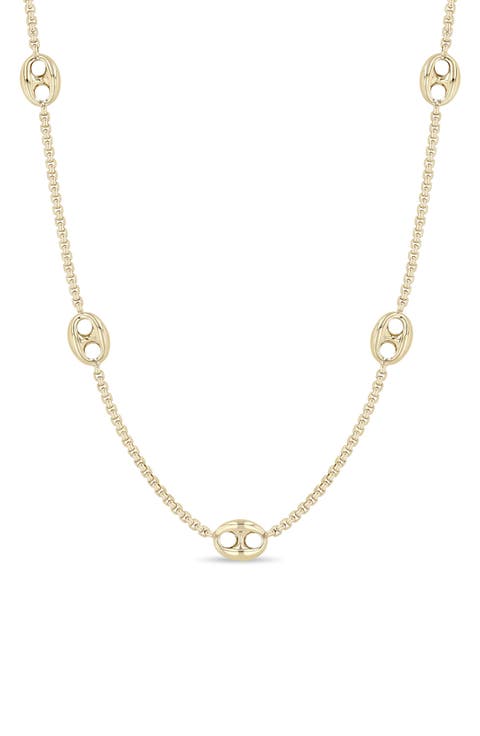 14K Gold Mariner Station Necklace