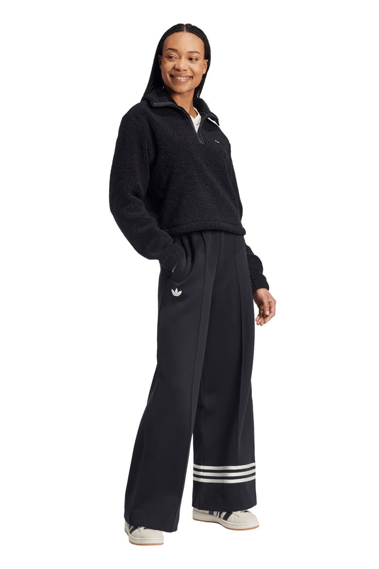 Half Zip Recycled Polyester Teddy Fleece Sweatshirt, Alternate, color, BLACK
