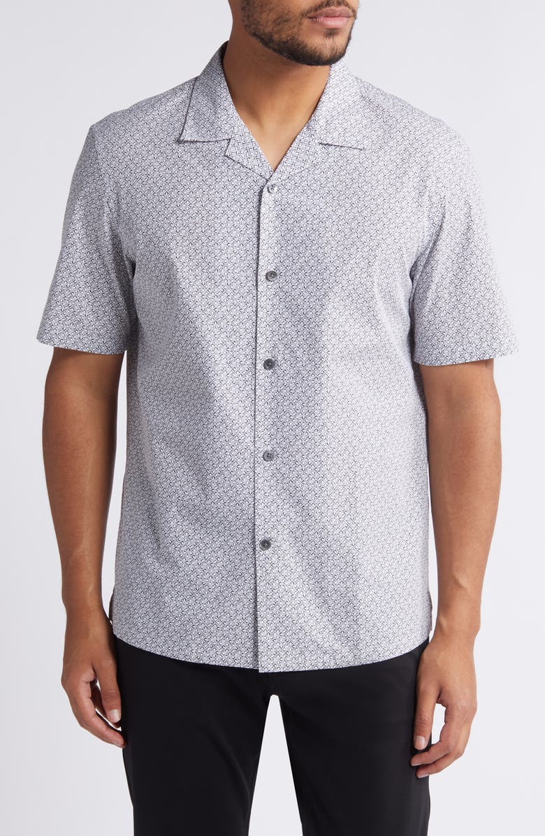 Theory Daze Geo Shell Camp Shirt, Main, color, Bkmu