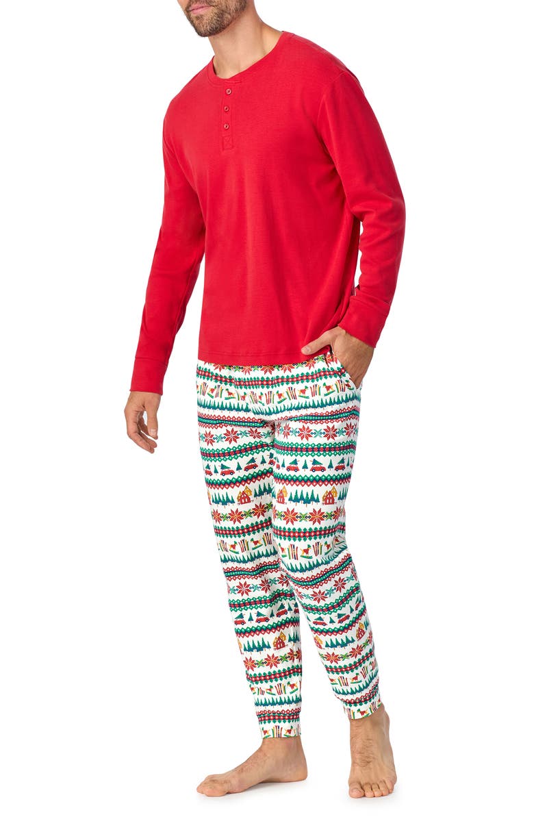 BedHead Pajamas Long Sleeve Henley Pajama Top & Fair Isle Pajama Pants Set, Alternate, color,