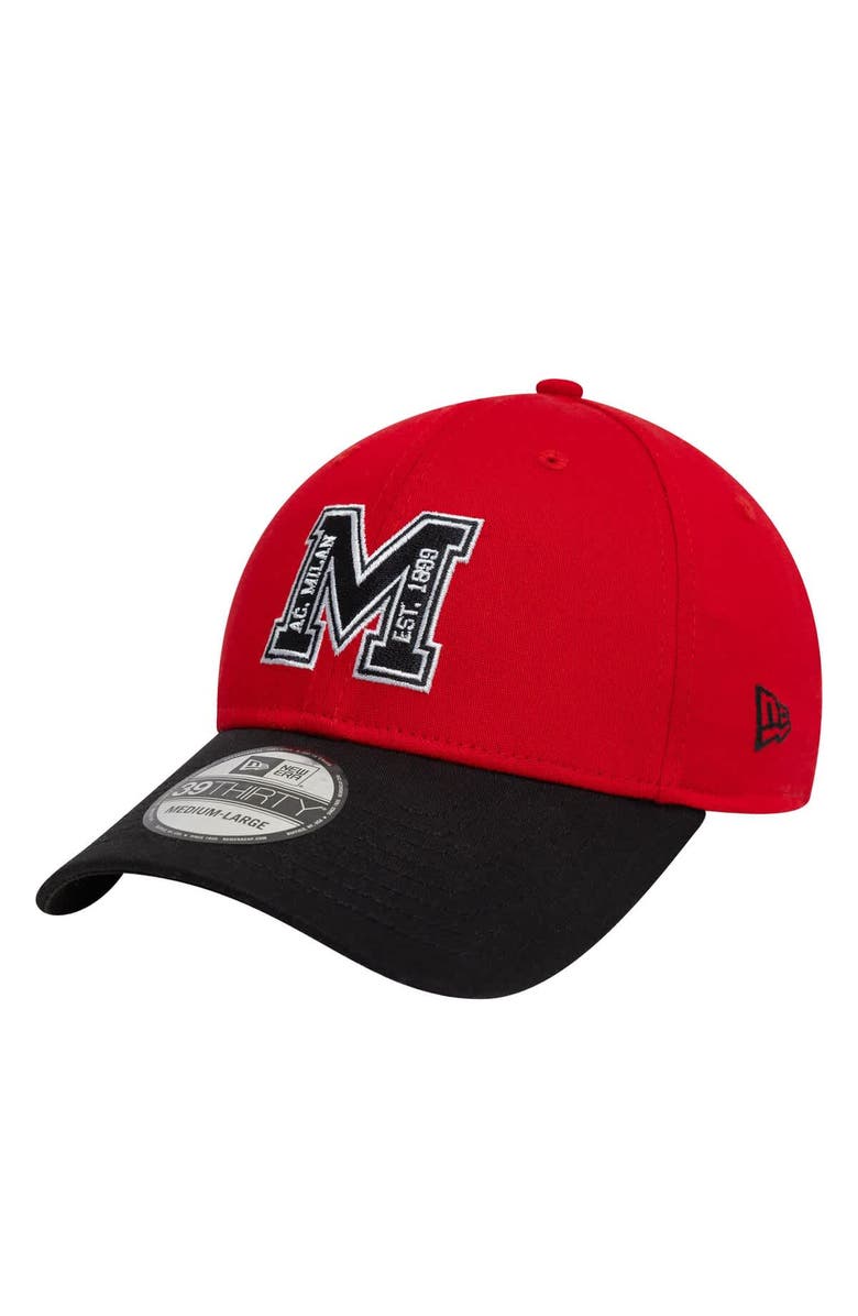 New Era Men's New Era Red AC Milan M Logo 39THIRTY Fitted Hat, Main, color, 