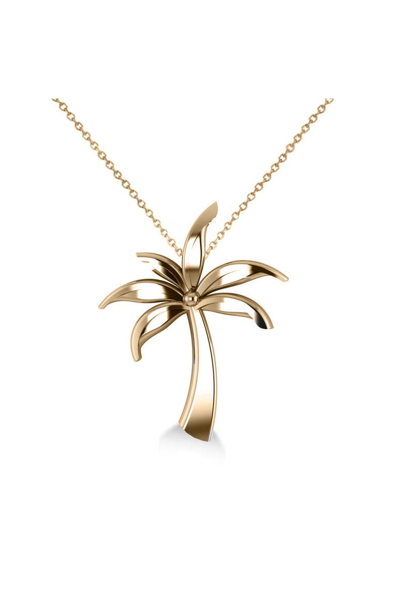Summer Palm Tree Pendant Necklace in 14k, Main, color, yellow gold