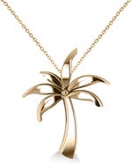 ALLUREZ Summer Palm Tree Pendant Necklace in 14k